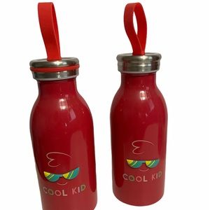 Two COOL KID 12oz Stainless Steel Water Bottles